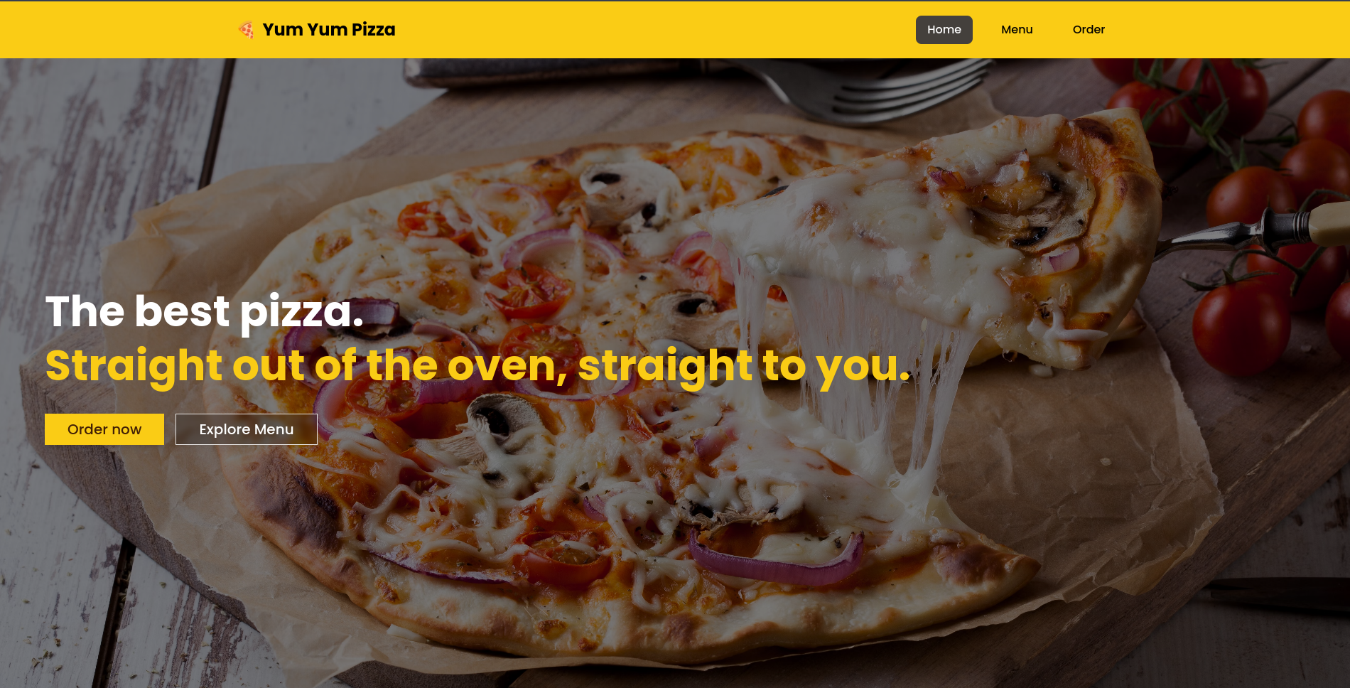 Yum Yum Pizza Landing Page